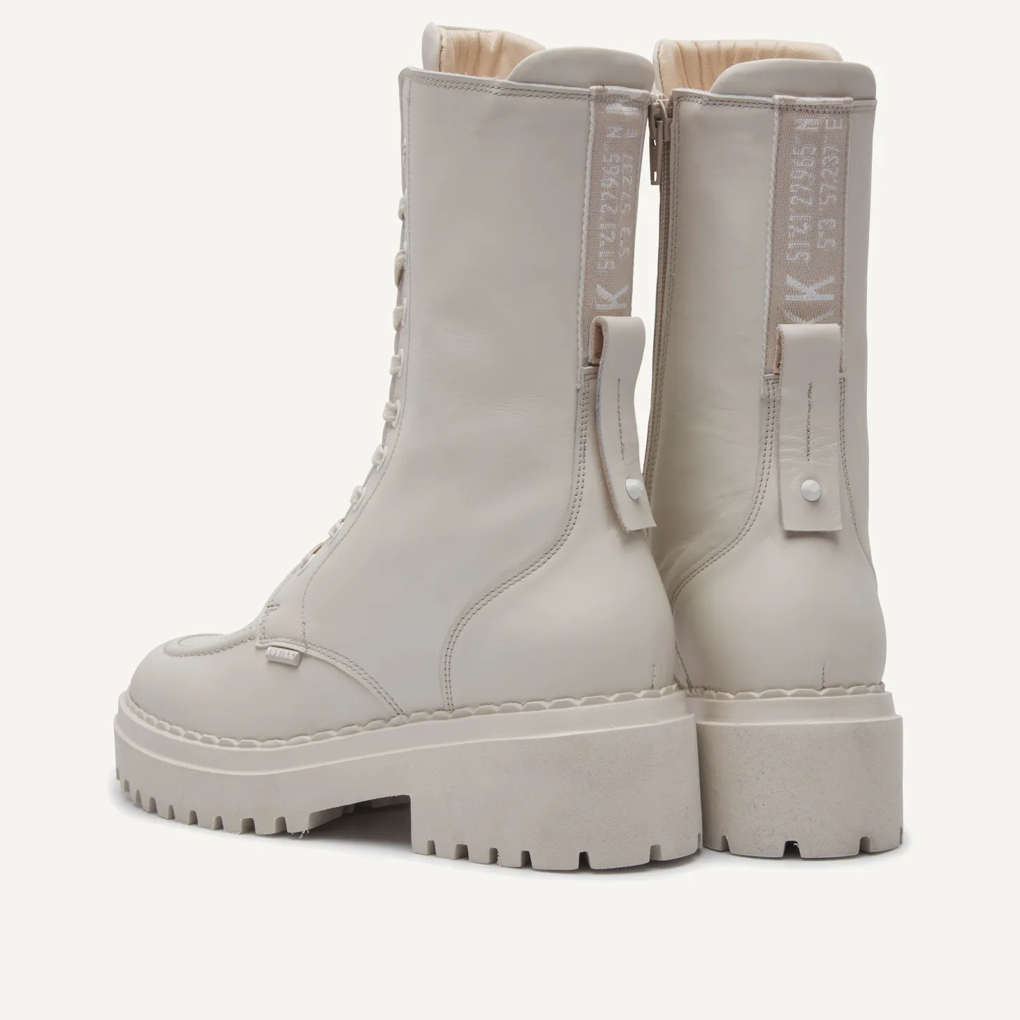 Fae Aubine Beige Biker Boots Voor Dames