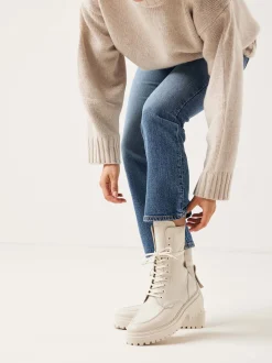 Fae Aubine Beige Biker Boots Voor Dames