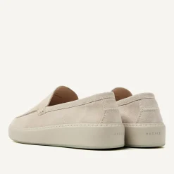 Jiro Mio Beige Suède Loafers Voor Heren