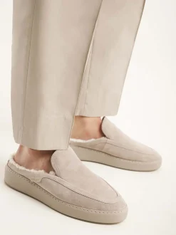 Jiro Mulo Fur Beige Slippers Voor Heren