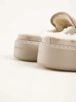 Jiro Mulo Fur Beige Slippers Voor Heren