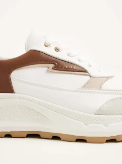 Oberon Nora Wit Bruine Sneakers Voor Dames