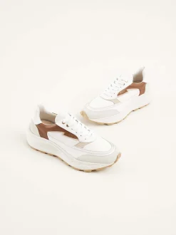 Oberon Nora Wit Bruine Sneakers Voor Dames
