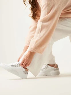 Roque Roman Wit Beige Sneakers Voor Dames