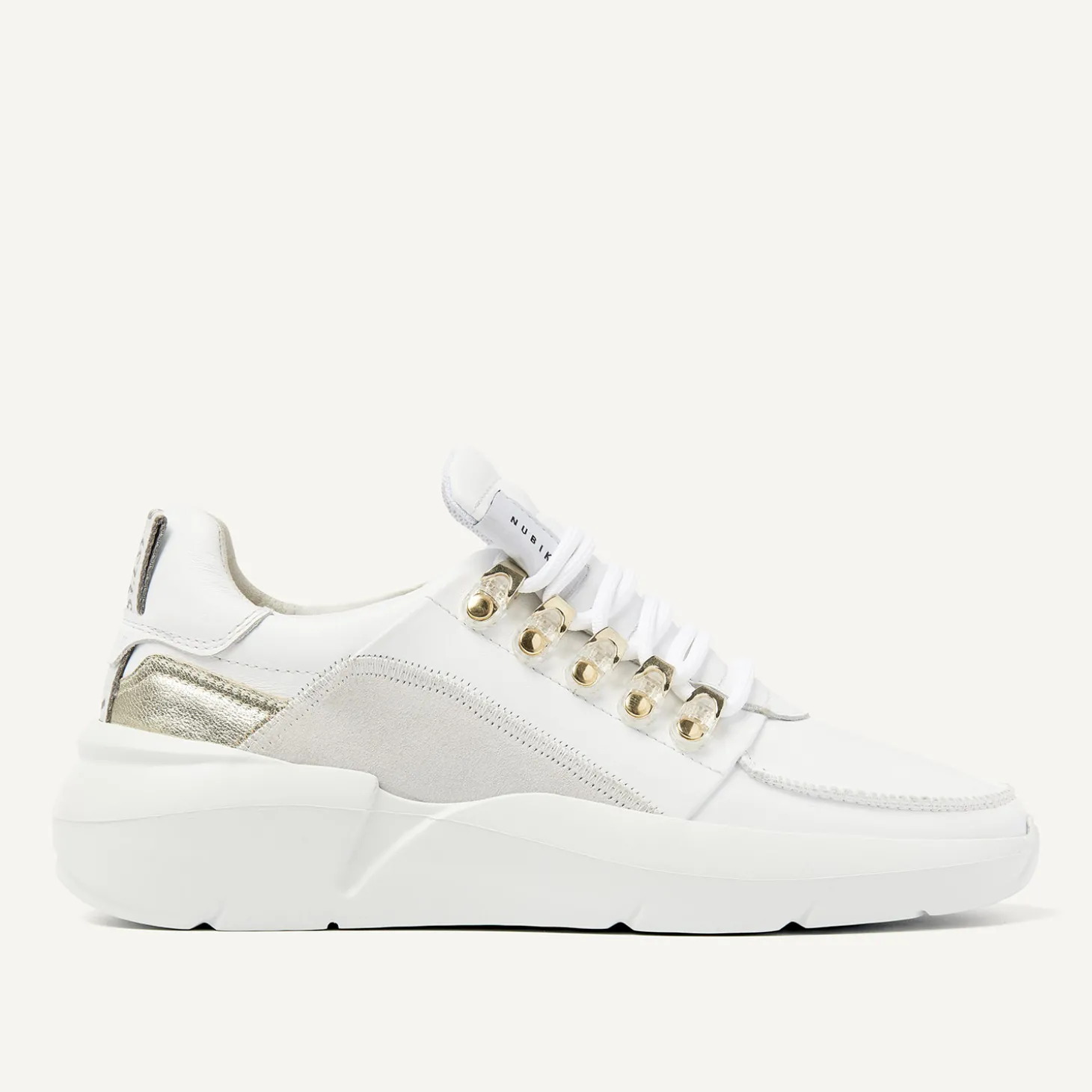 Roque Roman Wit Gouden Sneakers Voor Dames