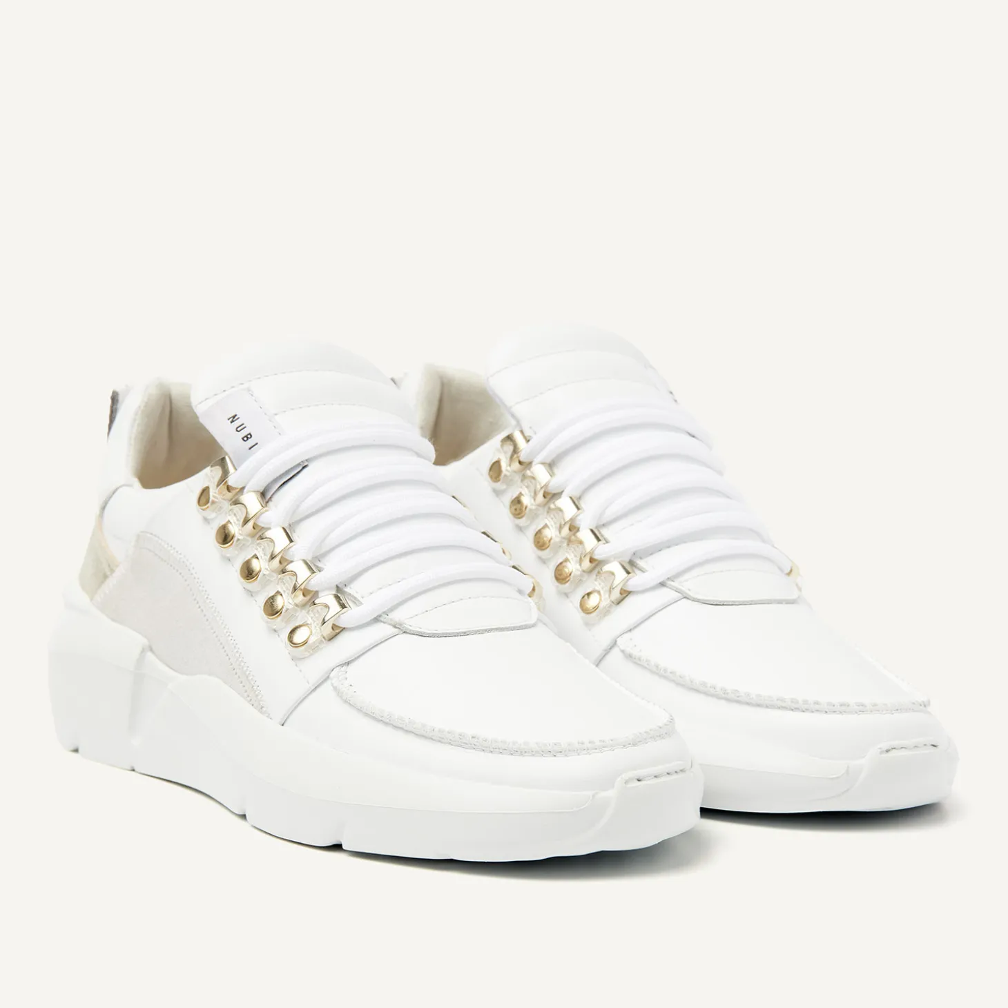 Roque Roman Wit Gouden Sneakers Voor Dames
