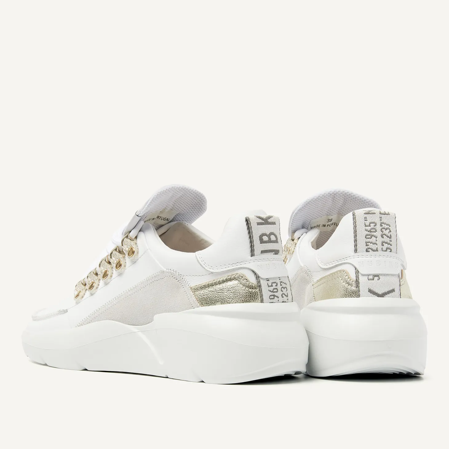 Roque Roman Wit Gouden Sneakers Voor Dames