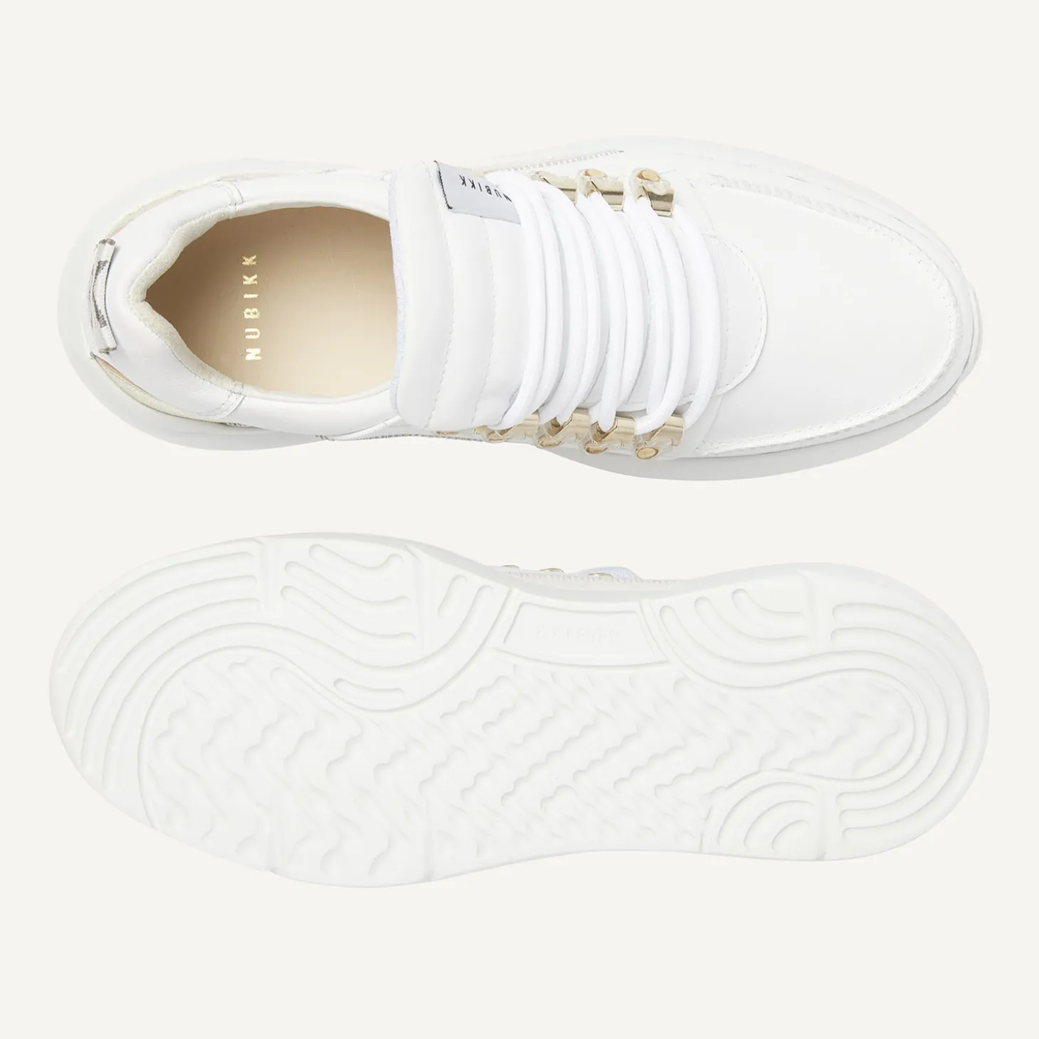 Roque Roman Wit Gouden Sneakers Voor Dames