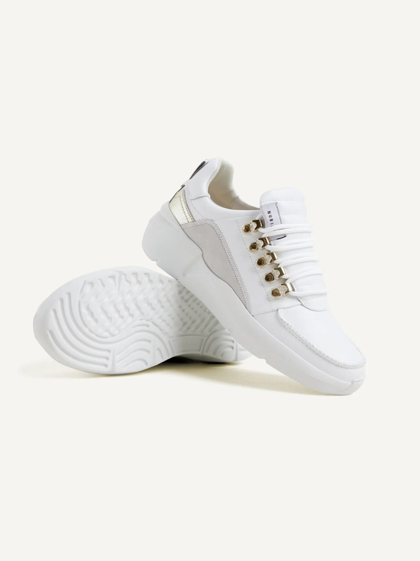 Roque Roman Wit Gouden Sneakers Voor Dames