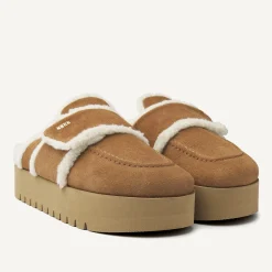 Teddy Chunky Fur Cognac Slippers Voor Dames