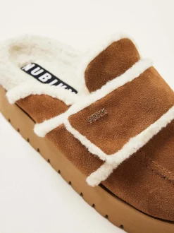 Teddy Chunky Fur Cognac Slippers Voor Dames