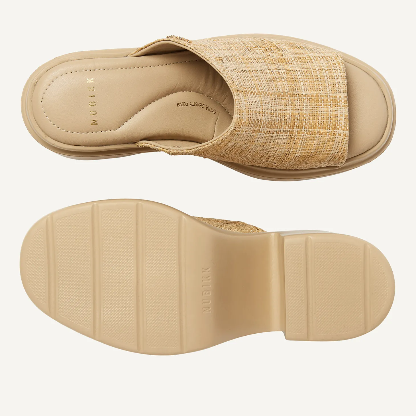 Venga Slides Beige Raffia Slippers Voor Dames